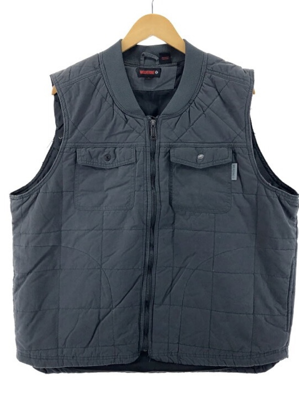 Wolverine Men's Gray Quilted Utility Work Vest Full Zip Size L